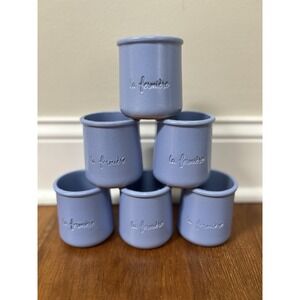 6 La Fermiere Terra Cotta Pots Periwinkle Blue French Yogurt Crocks ~ SET